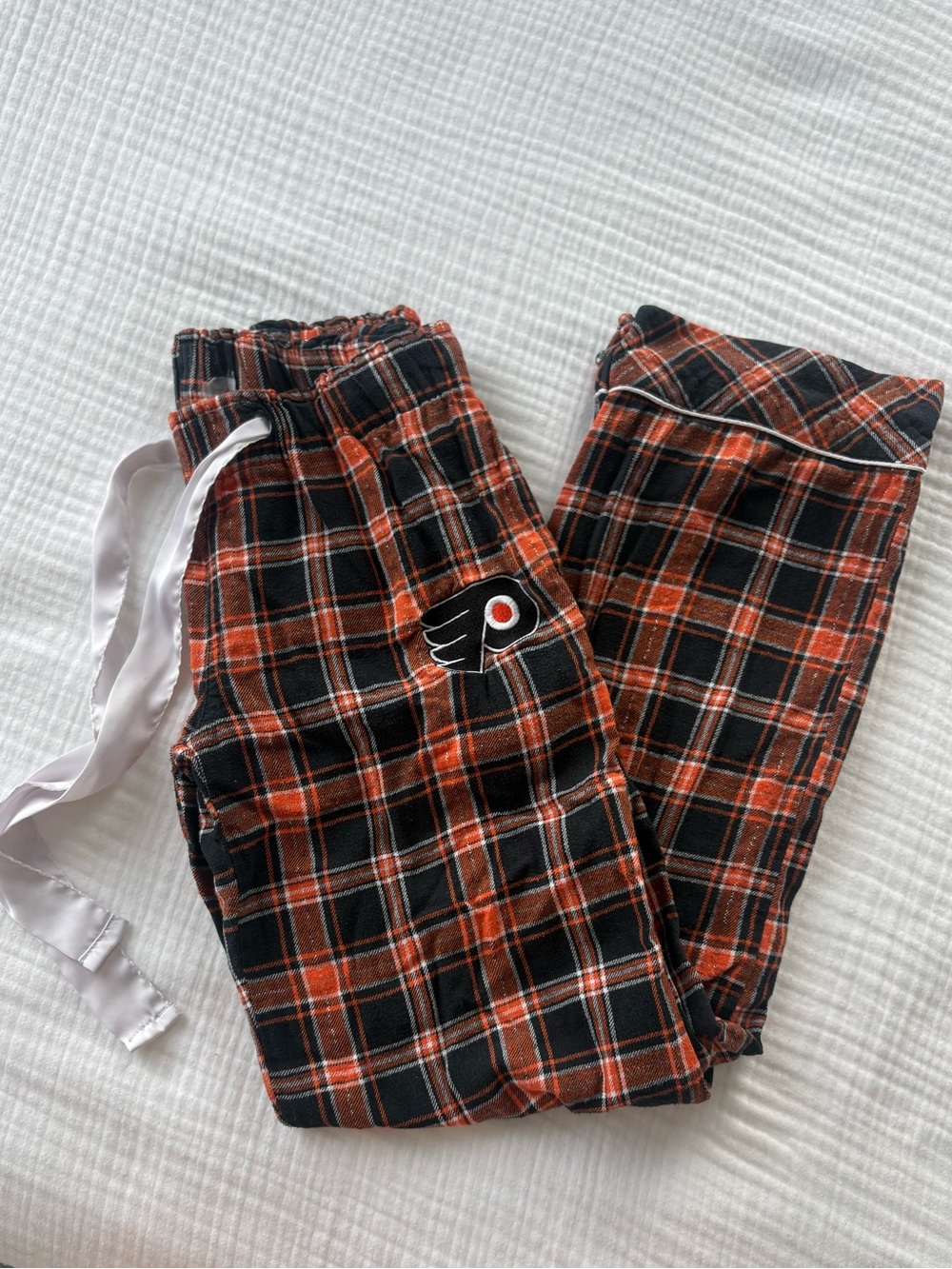 Philadelphia Flyers Flannel Pajama Pants Bottoms Plaid Size Small 100% Cotton